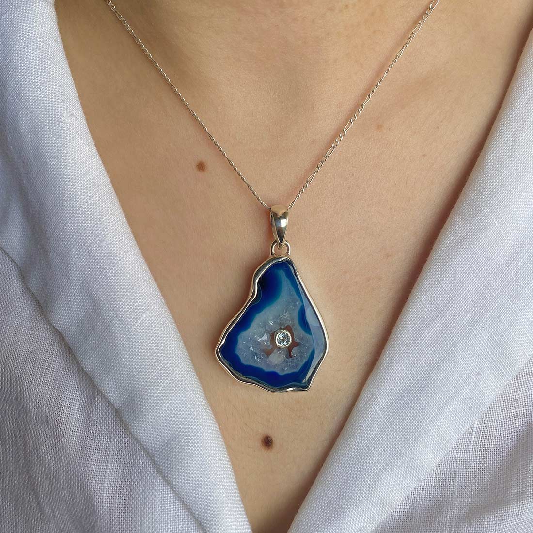 Agate (Blue) Pendant-(ABU-P-10.)