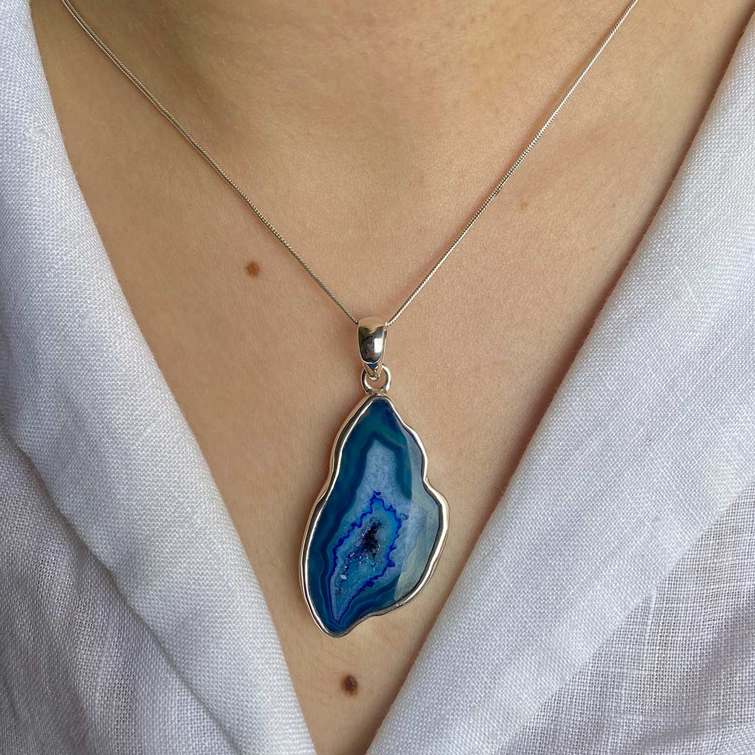 Agate (Blue) Pendant-(ABU-P-12.)