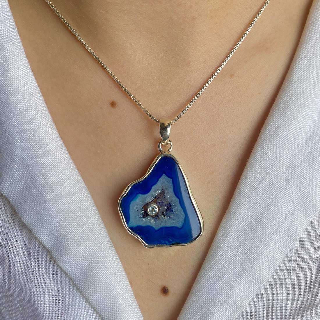 Agate (Blue) Pendant-(ABU-P-13.)