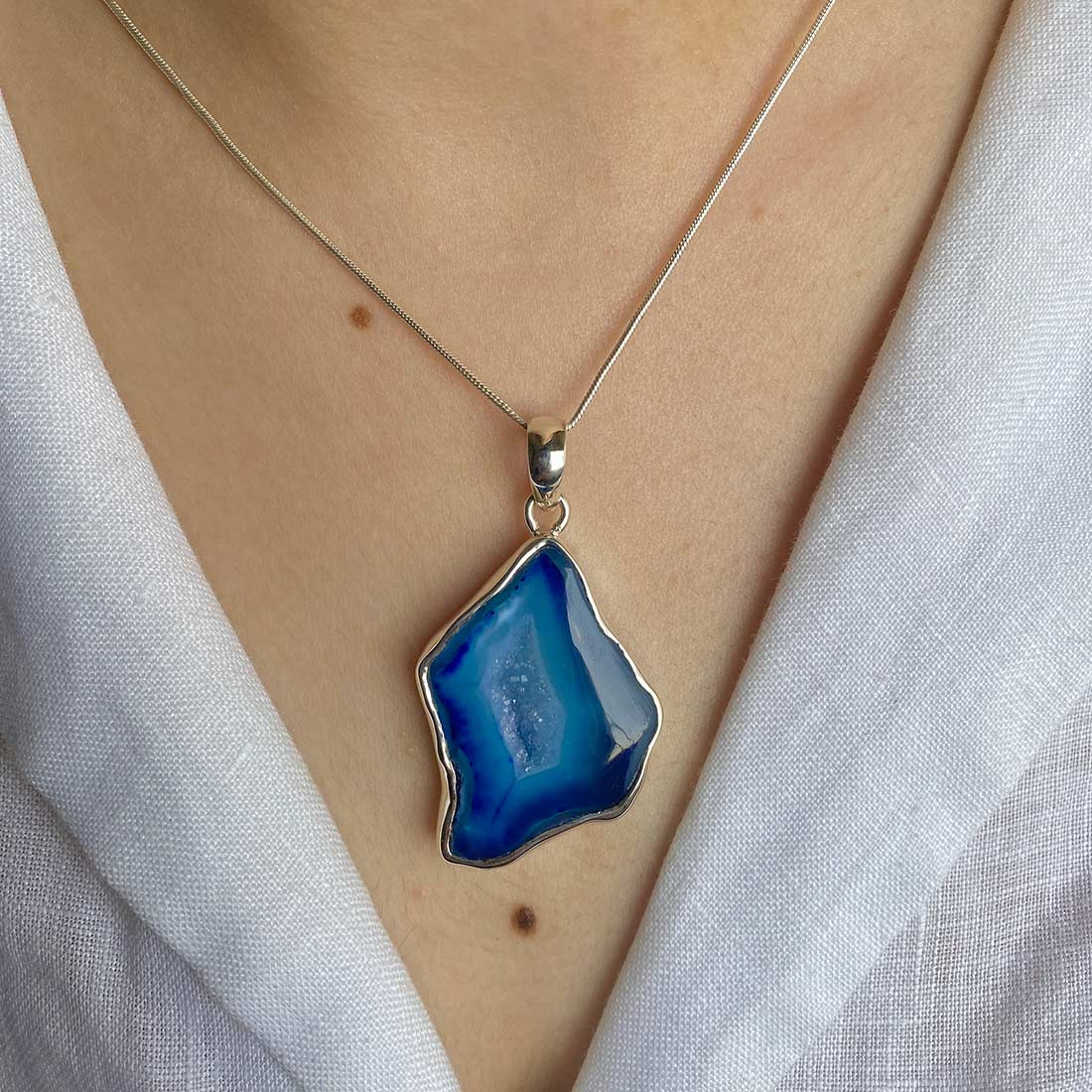 Agate (Blue) Pendant-(ABU-P-14.)