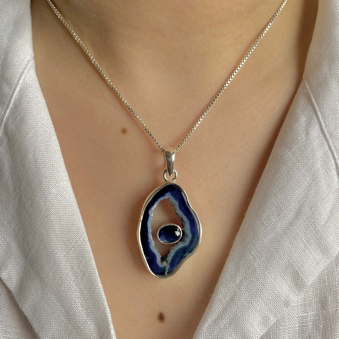 Agate (Blue) Pendant-(ABU-P-34.)