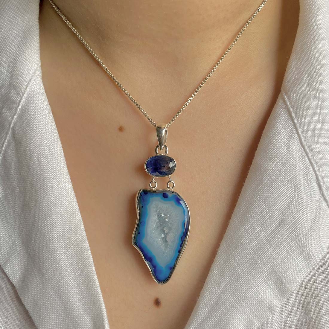 Agate (Blue) Pendant-(ABU-P-38.)