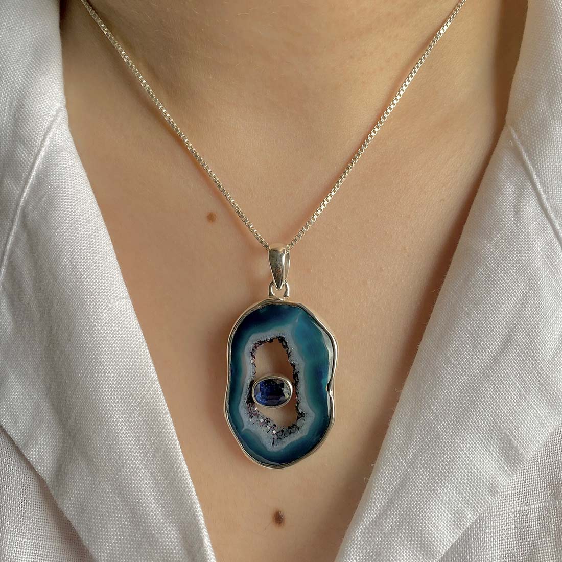 Agate (Blue) Pendant-(ABU-P-40.)