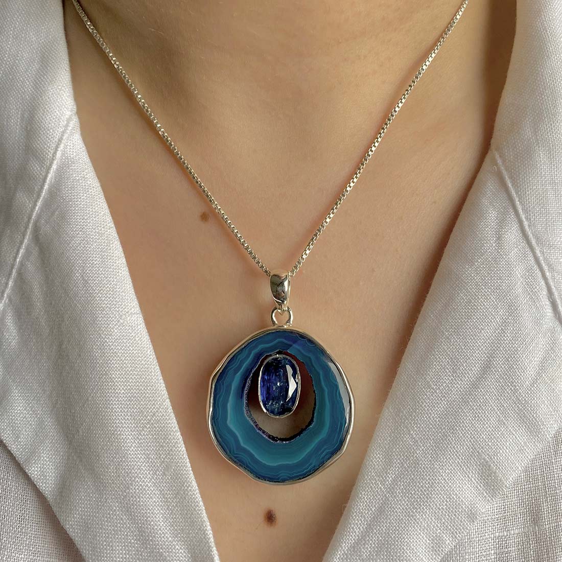 Agate (Blue) Pendant-(ABU-P-42.)