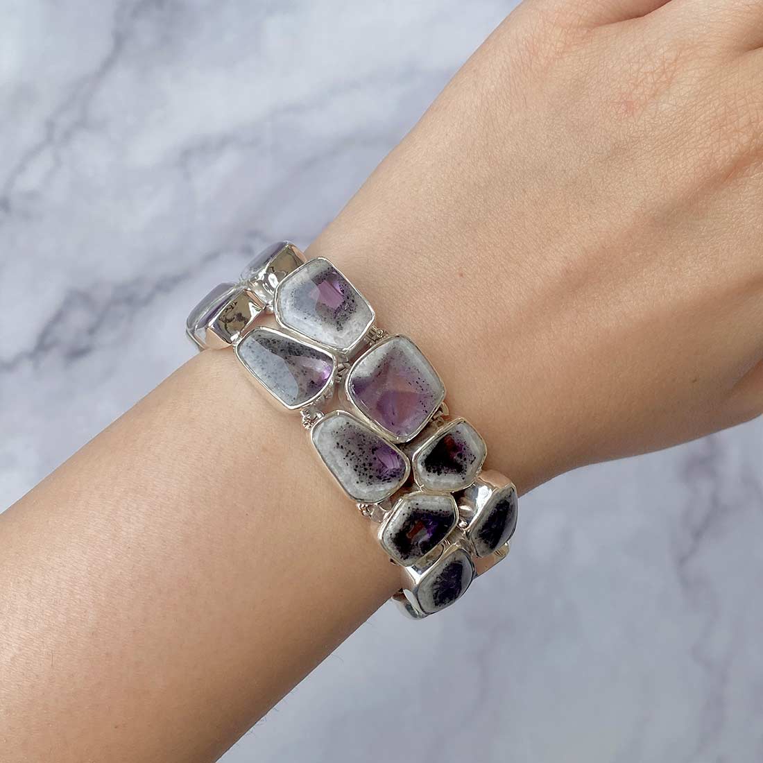 Amethyst Lace Agate Bracelet-(ALA-B-1.)