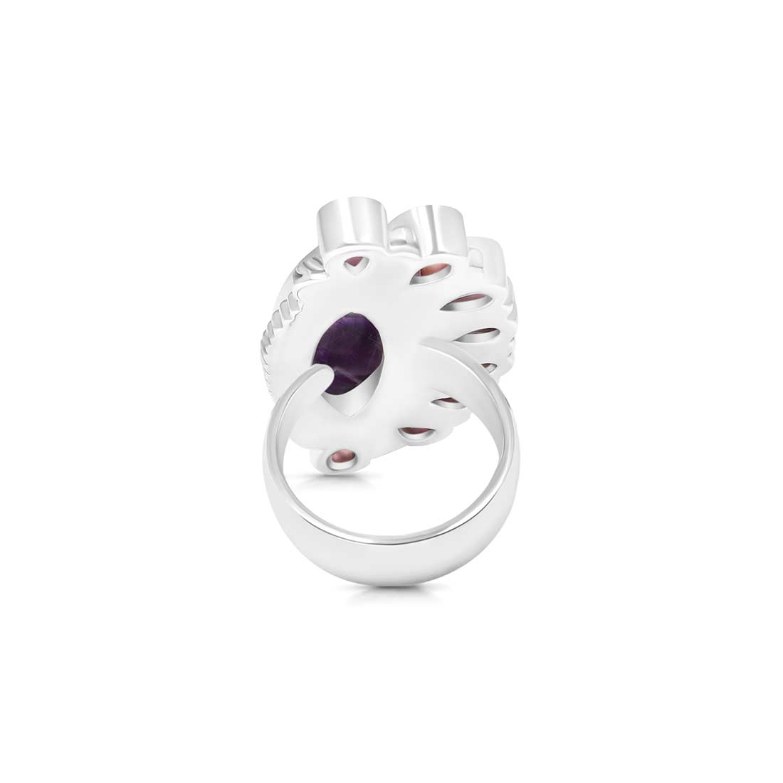 Amethyst Lace And Amethyst Flower Adjustable Ring-(ALA-CLS-5.)