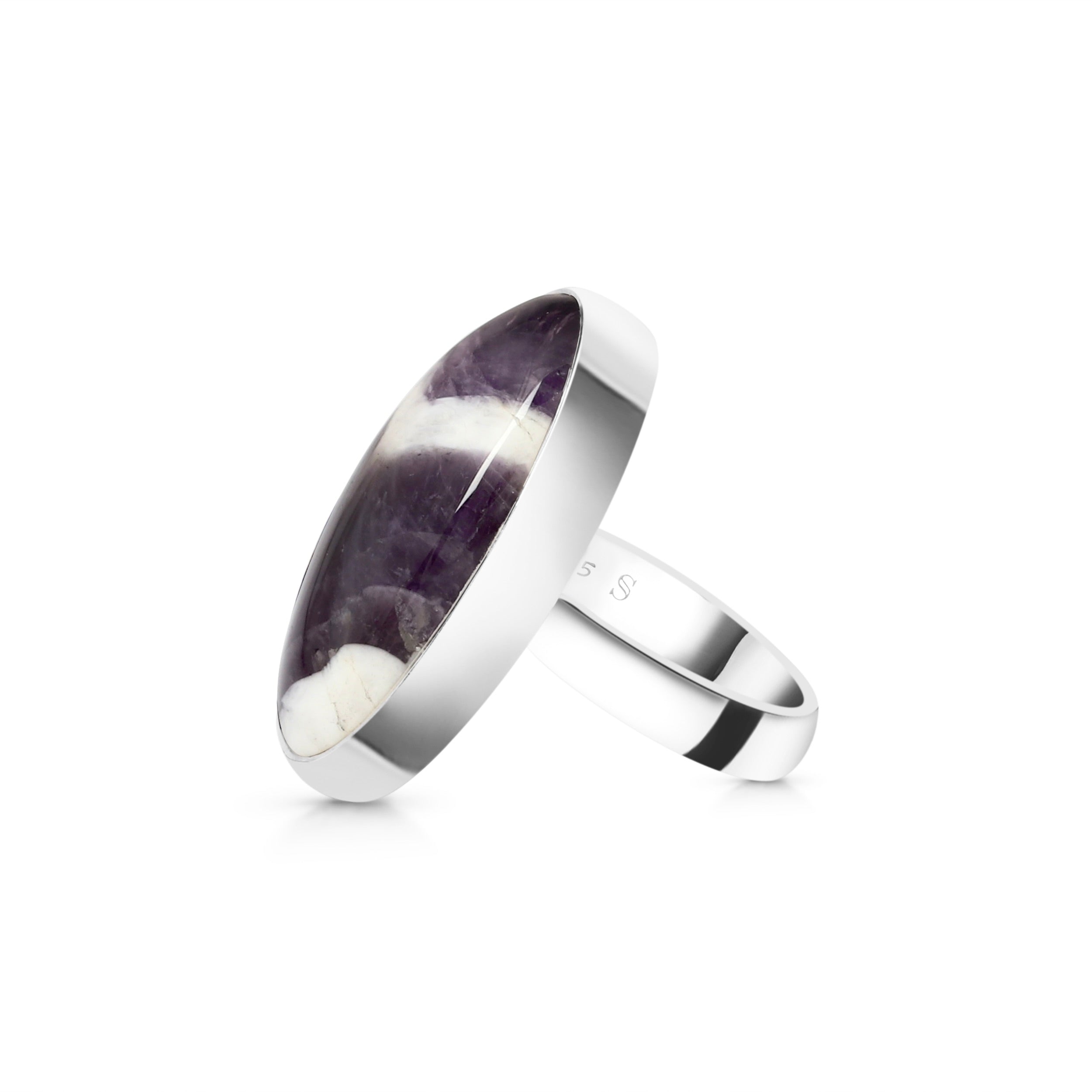 Amethyst Lace Agate Adjustable Ring-(ALA-R-25.)