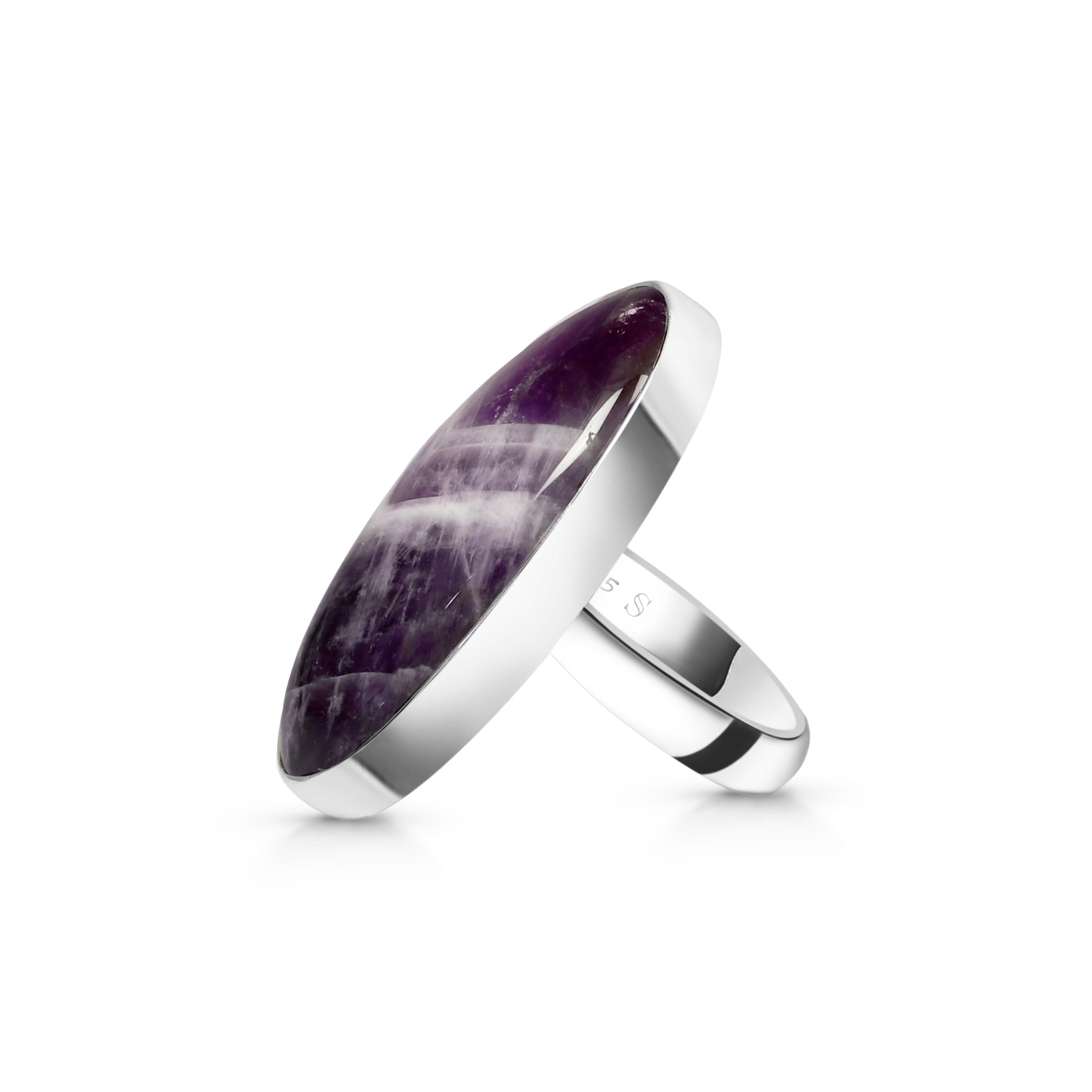 Amethyst Lace Agate Adjustable Ring-(ALA-R-28.)