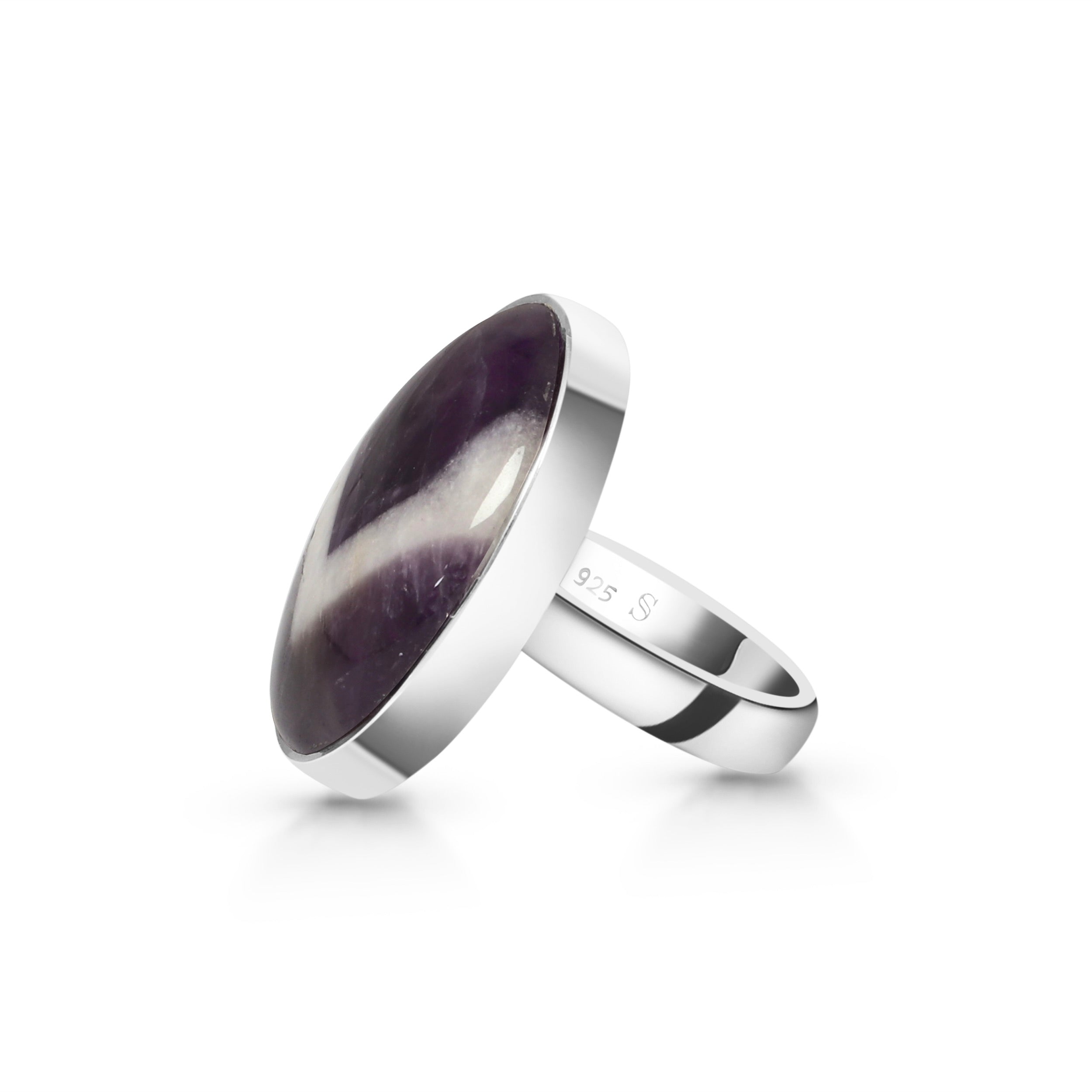 Amethyst Lace Agate Adjustable Ring-(ALA-R-4.)