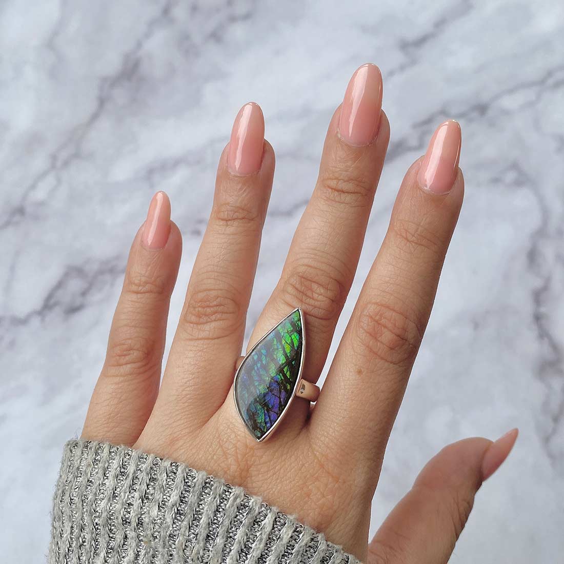 Ammolite Adjustable Ring-(AML-R-53)