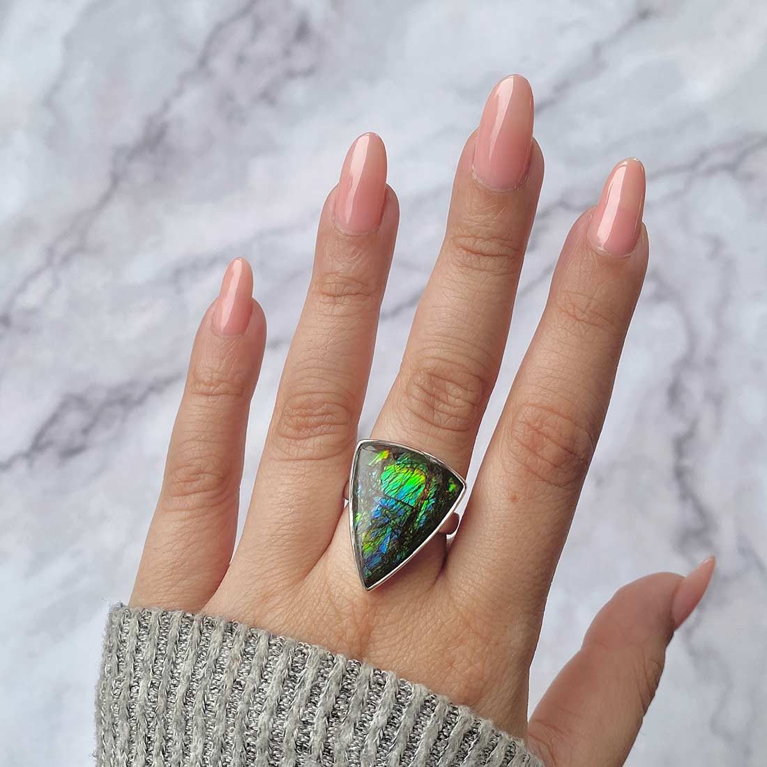 Ammolite Adjustable Ring-(AML-R-62)