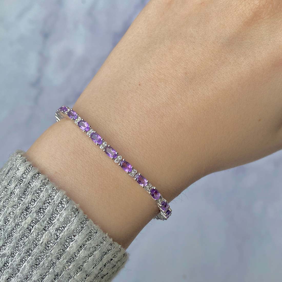 Amethyst & White Topaz Bracelet-(AMT-SB-110.)