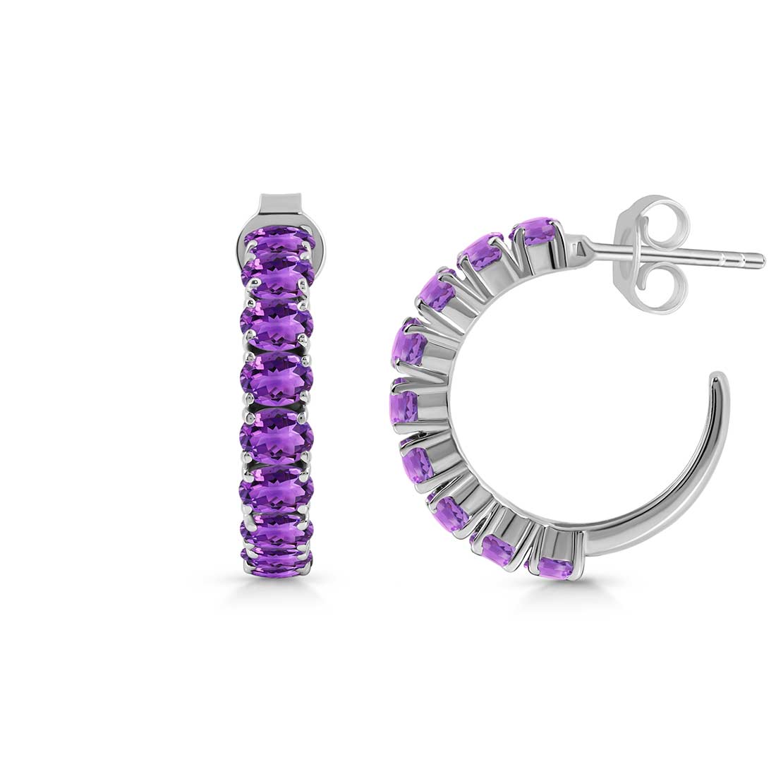 Amethyst Hoop Earring-(AMT-SE-975.)