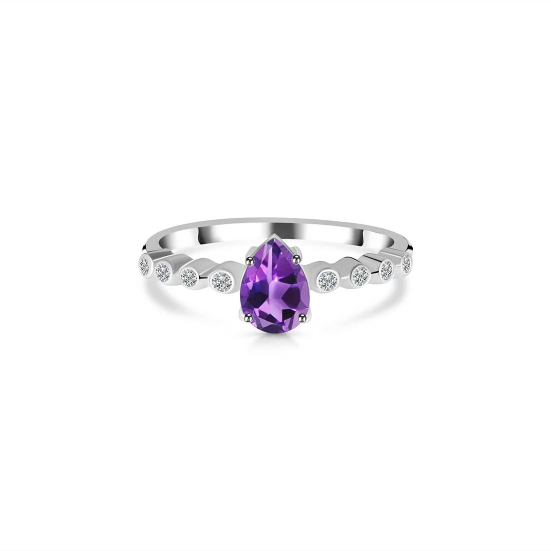 Amethyst Ring-(AMT-SR-419D-W.)