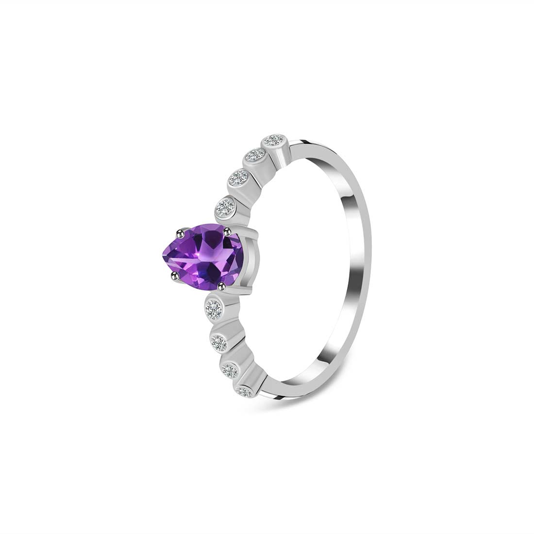 Amethyst Ring-(AMT-SR-419D-W.)