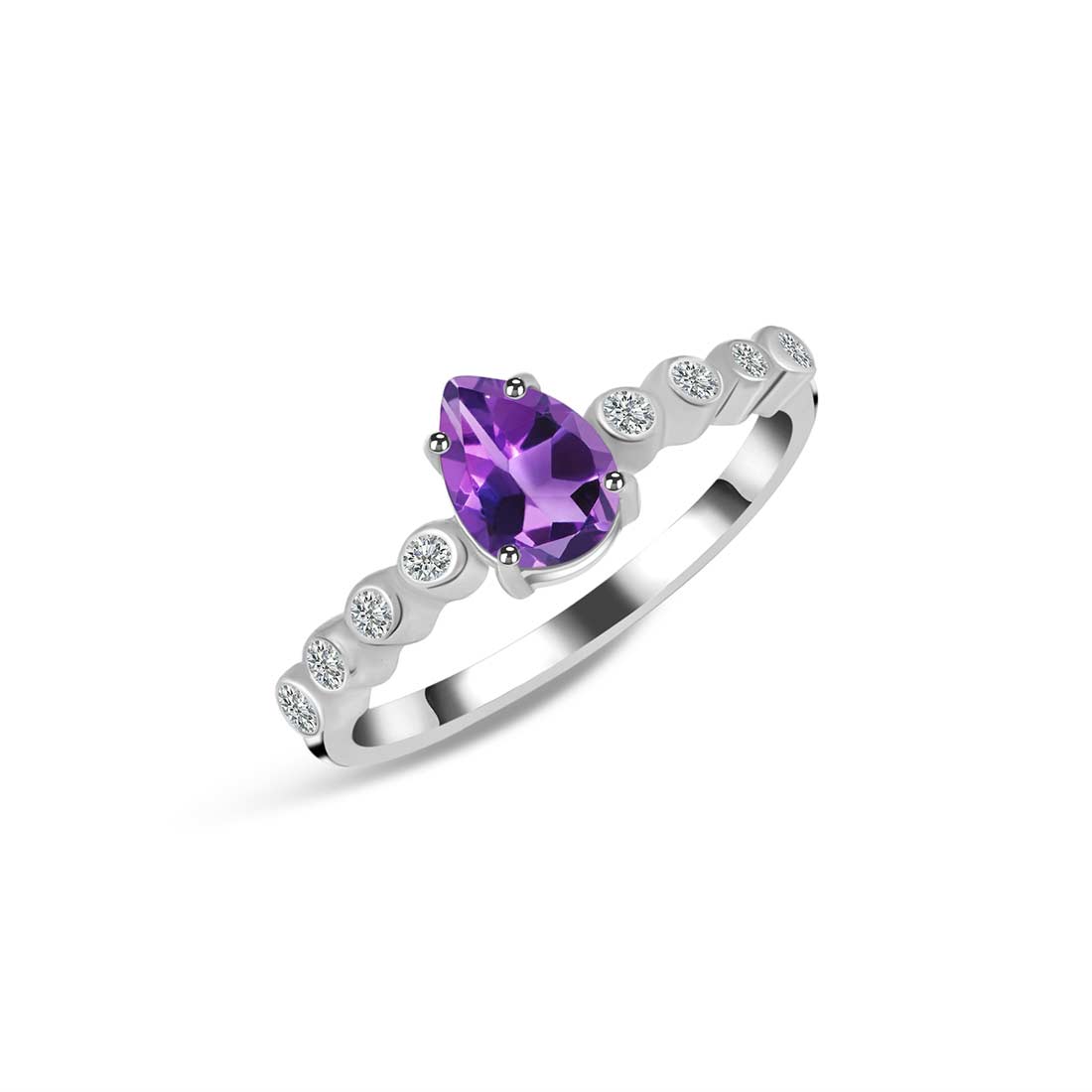 Amethyst Ring-(AMT-SR-419D-W.)