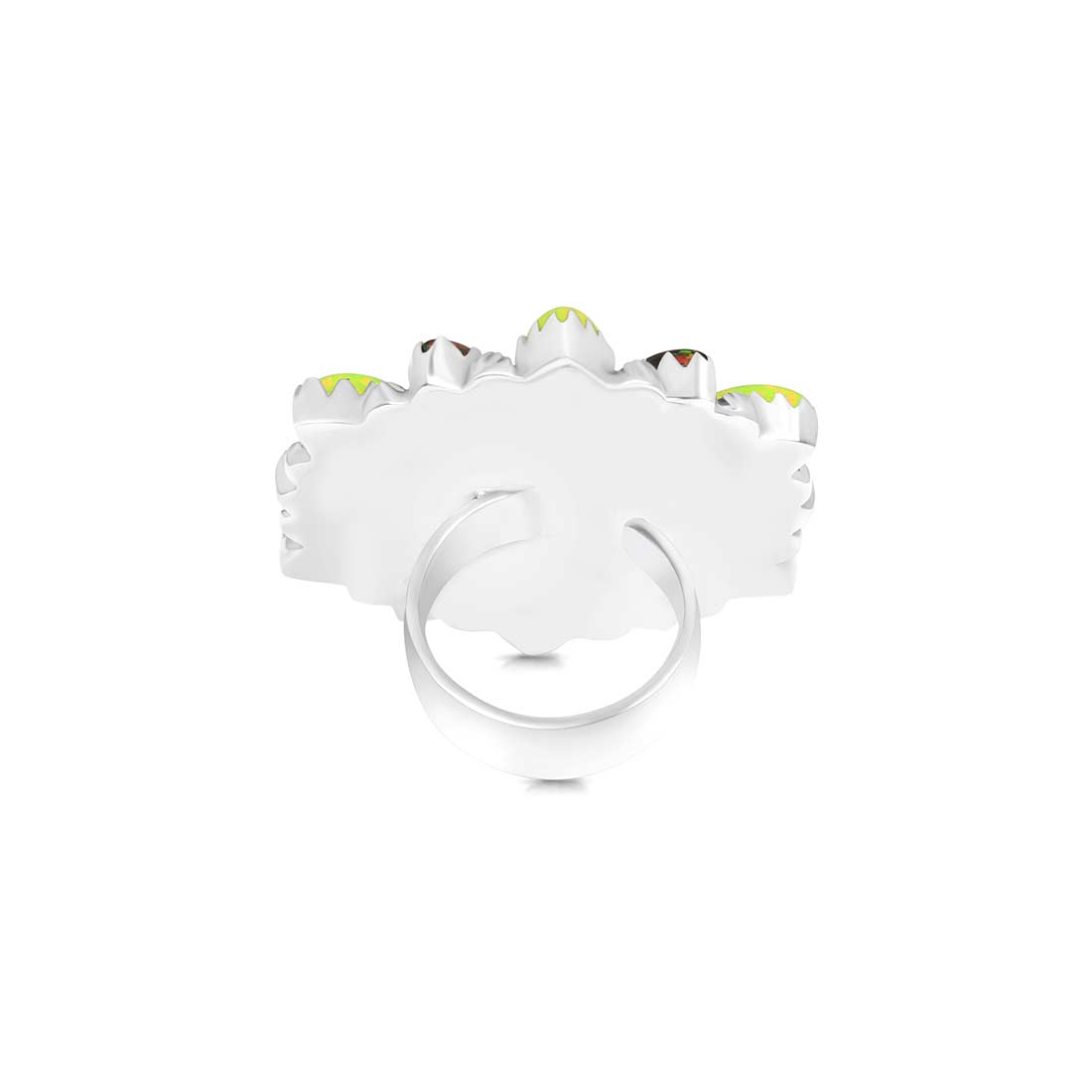 Aura Opal and Neon Opal Flower Adjustable Ring-(AOP-FLR-2.)