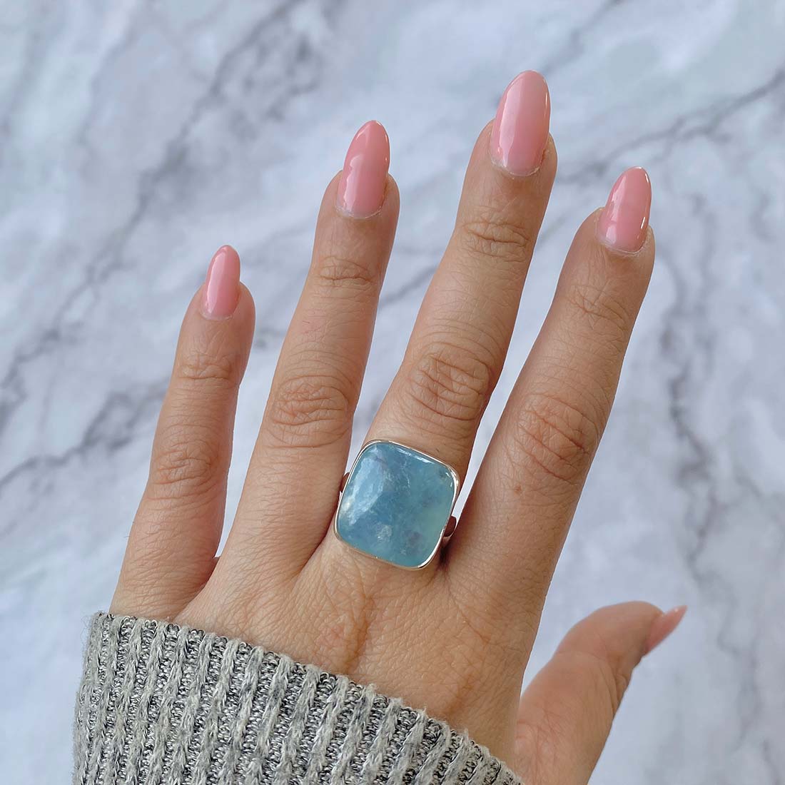 Aquamarine Adjustable Ring-(AQM-R-26)