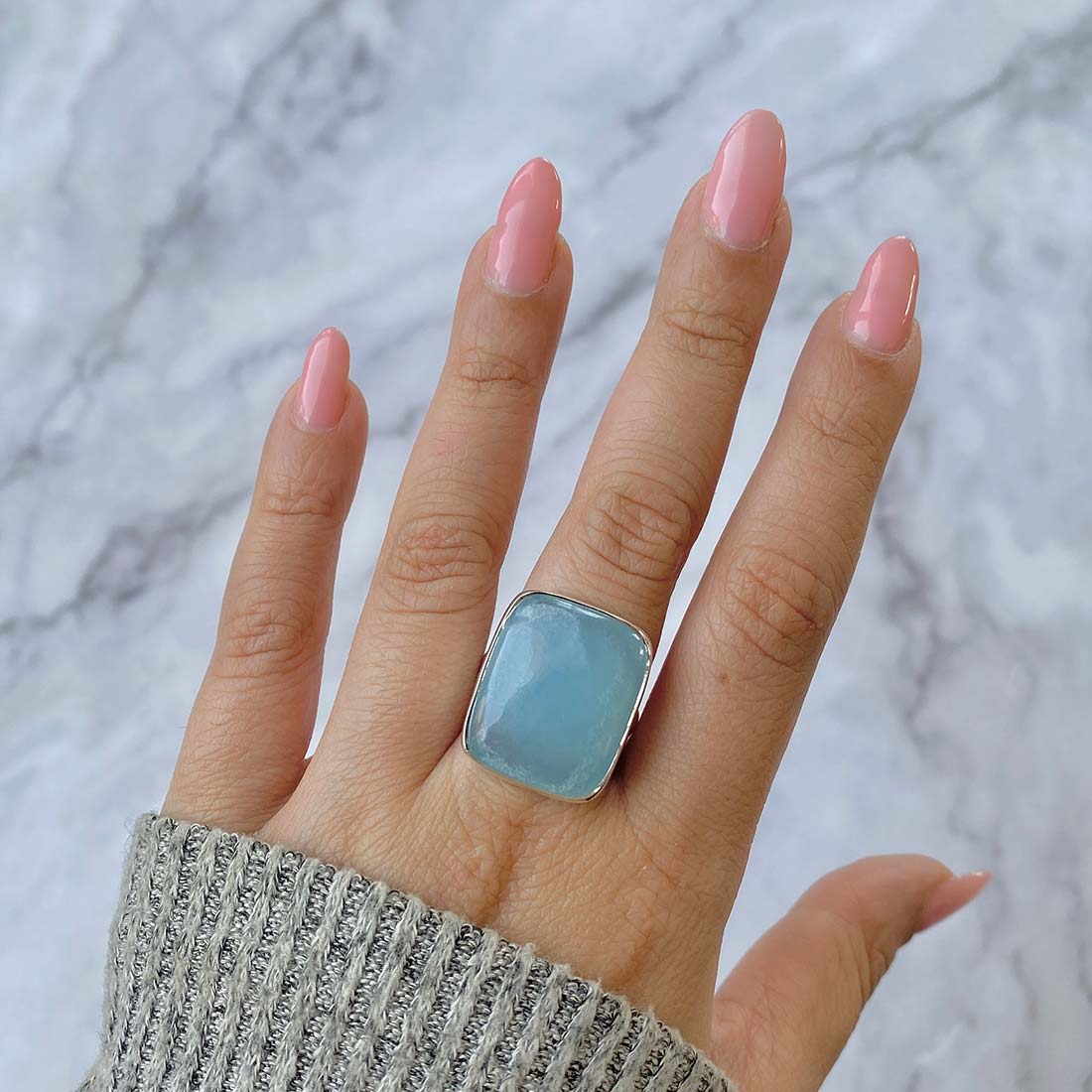 Aquamarine Adjustable Ring-(AQM-R-3)