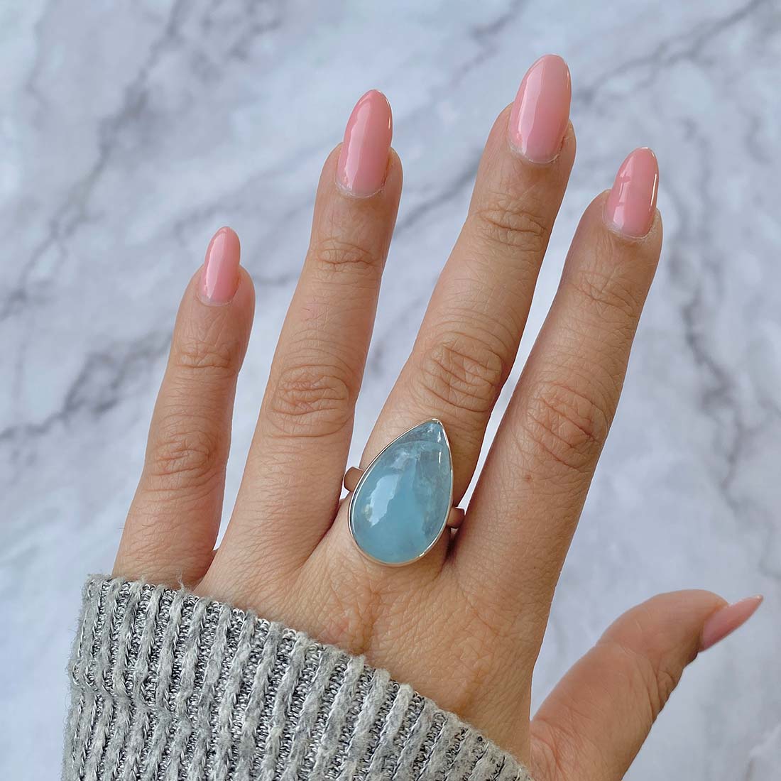 Aquamarine Adjustable Ring-(AQM-R-39)