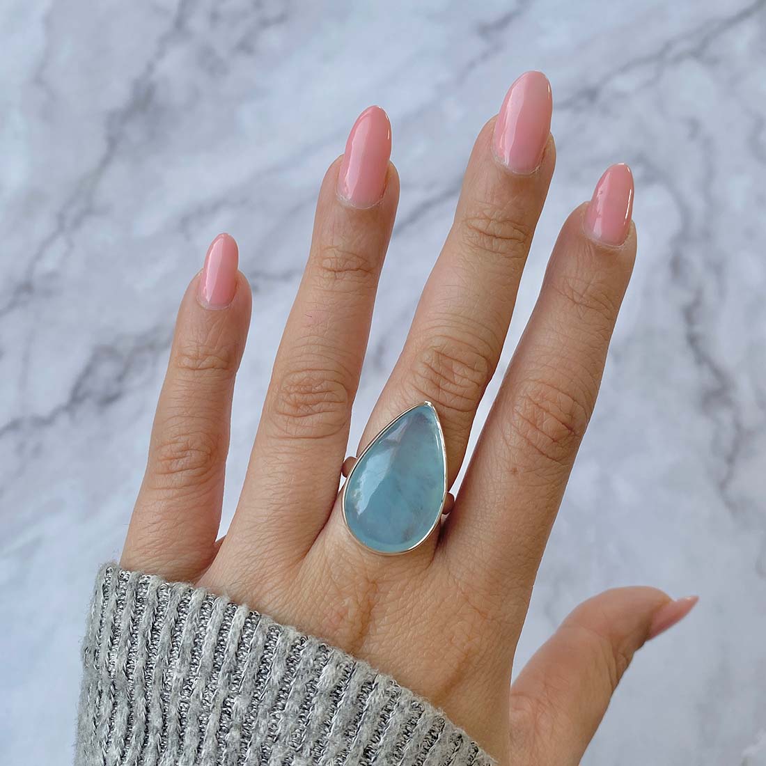 Aquamarine Adjustable Ring-(AQM-R-4)