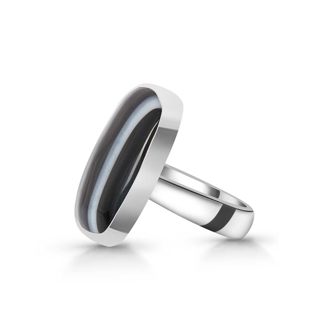 Banded Agate Adjustable Ring-(BAG-R-15.)