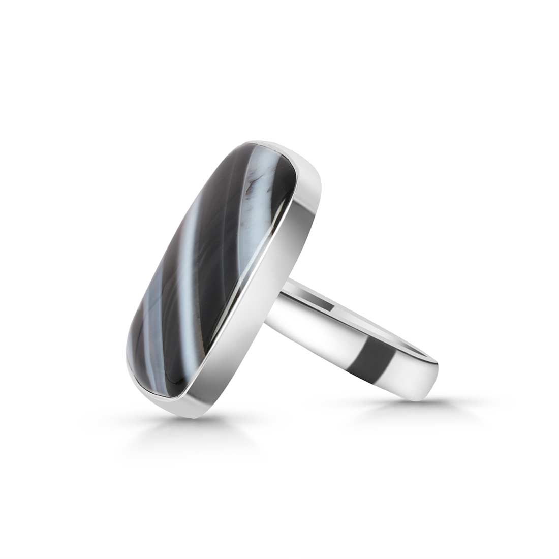 Banded Agate Adjustable Ring-(BAG-R-16.)