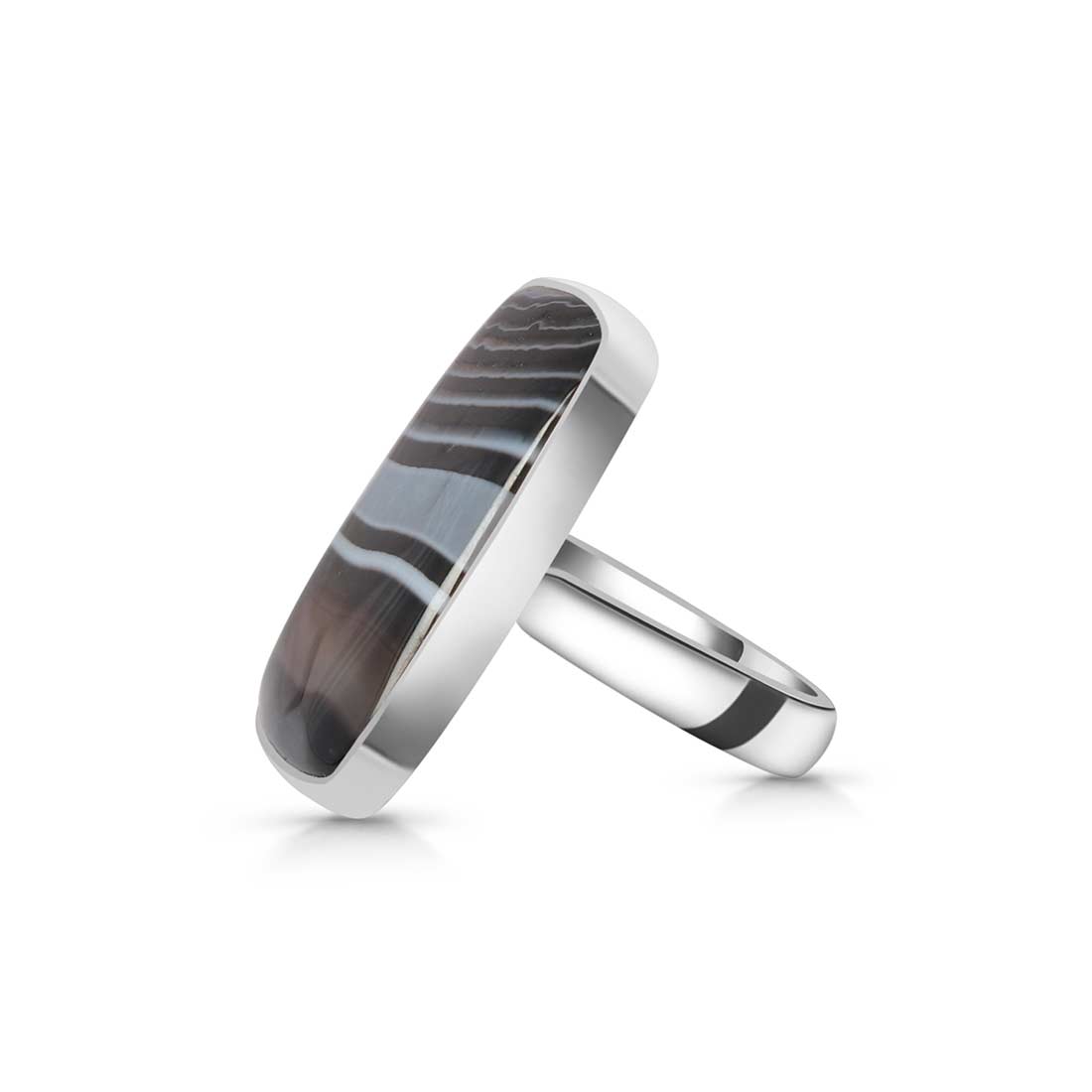 Banded Agate Adjustable Ring-(BAG-R-26.)