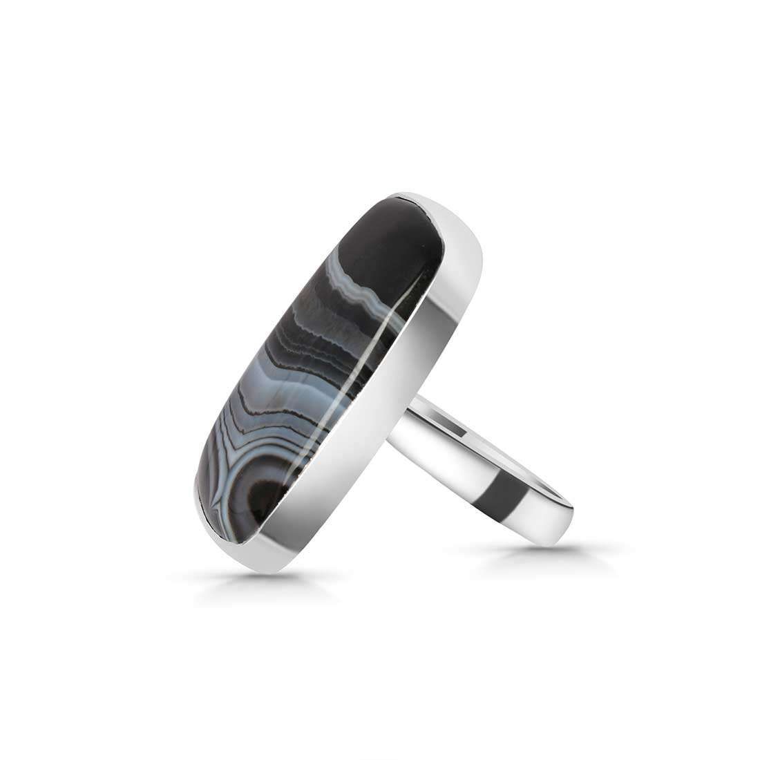 Banded Agate Adjustable Ring-(BAG-R-34.)