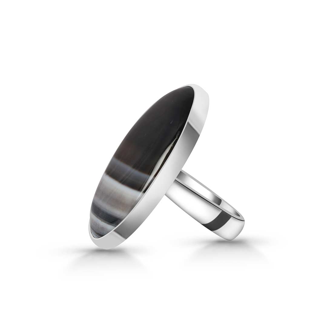 Banded Agate Adjustable Ring-(BAG-R-36.)