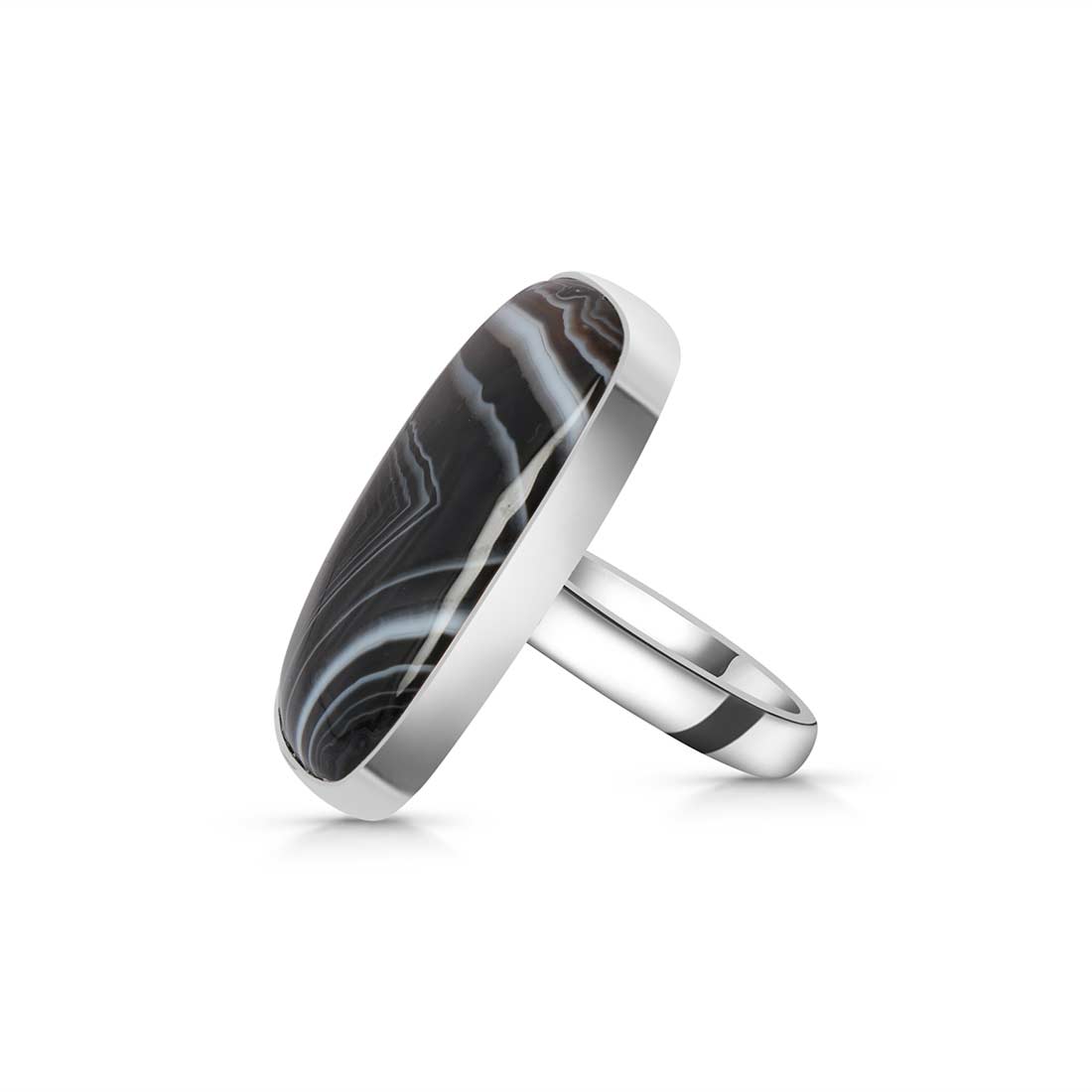 Banded Agate Adjustable Ring-(BAG-R-6.)