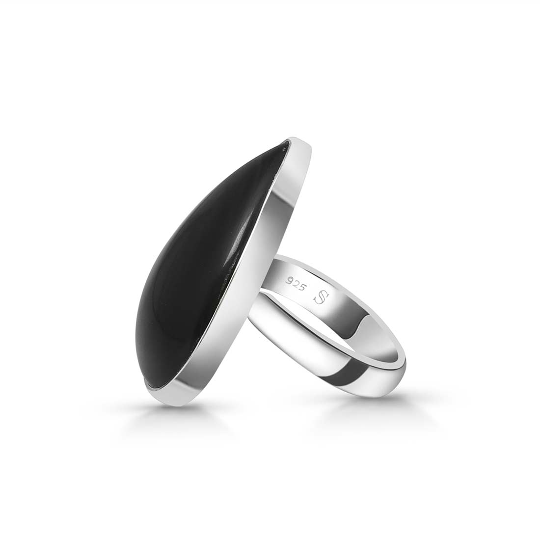 Black Obsidian Adjustable Ring-(BAO-R-12.)