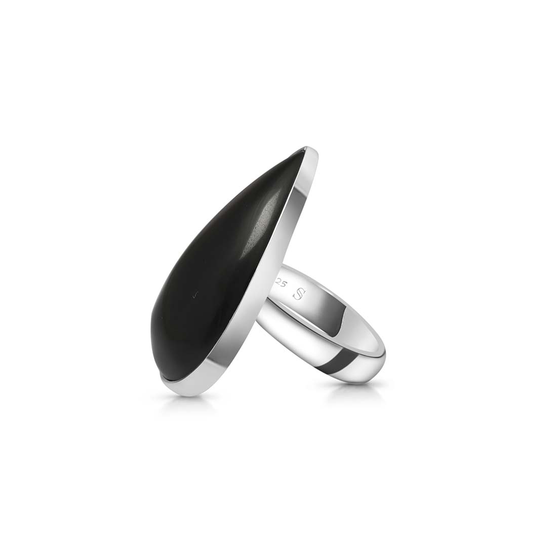 Black Obsidian Adjustable Ring-(BAO-R-15.)