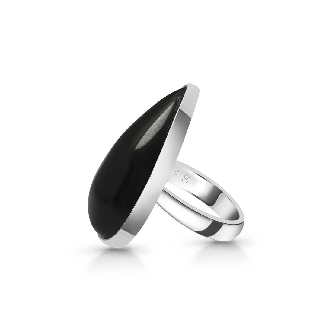 Black Obsidian Adjustable Ring-(BAO-R-27.)