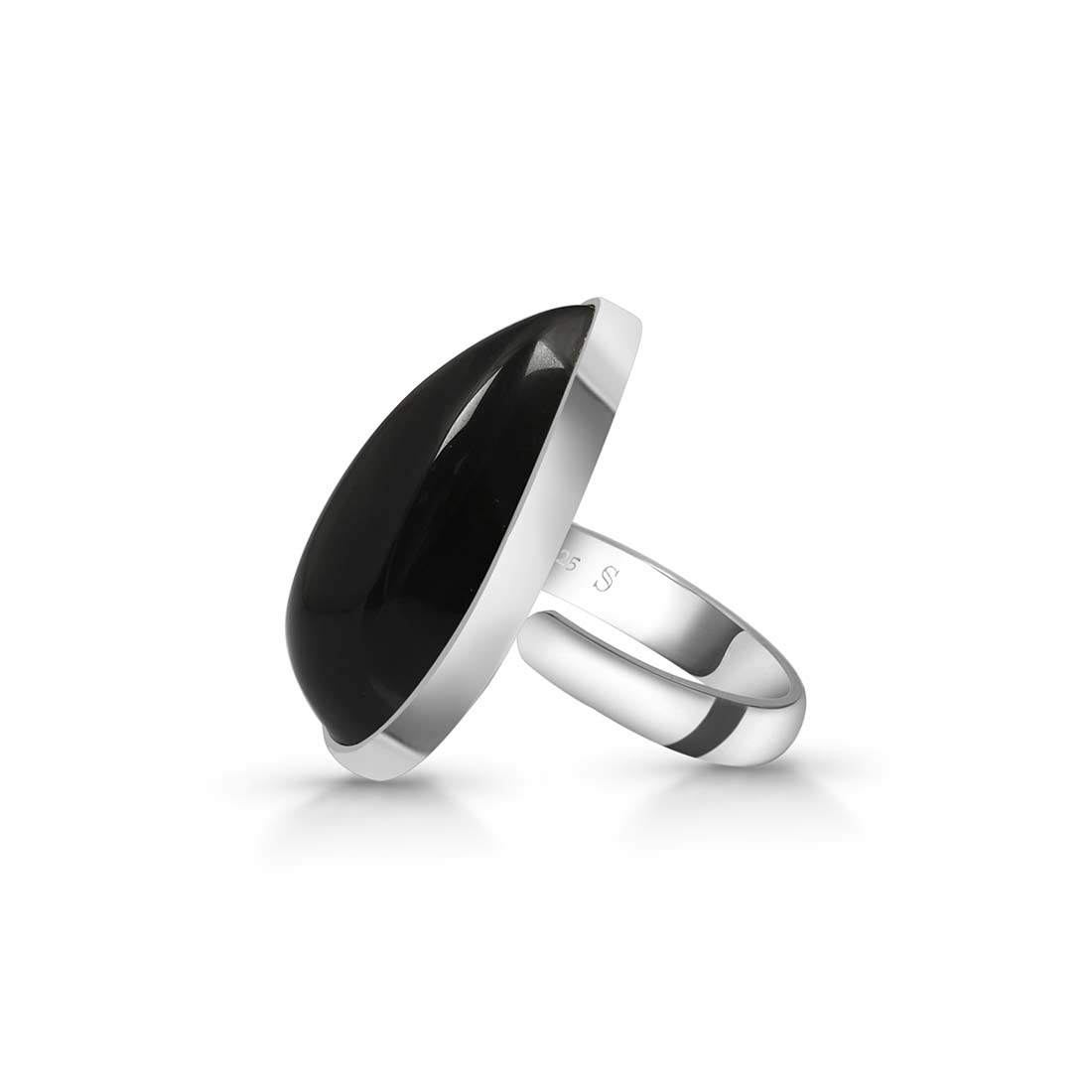 Black Obsidian Adjustable Ring-(BAO-R-30.)