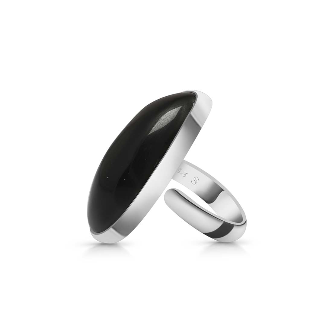 Black Obsidian Adjustable Ring-(BAO-R-6.)