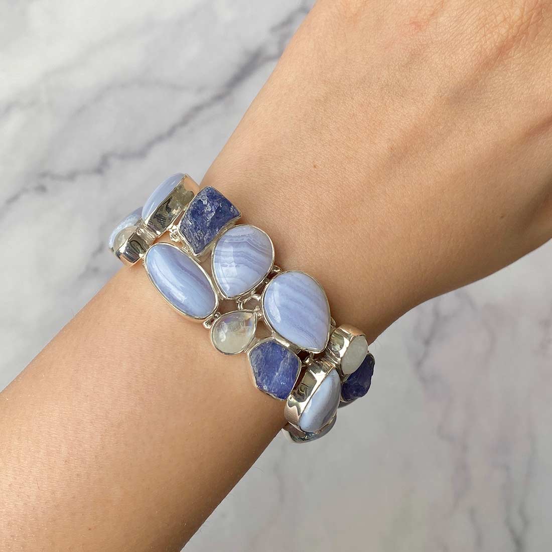 Blue Lace Agate Bracelet-(BLA-B-1)