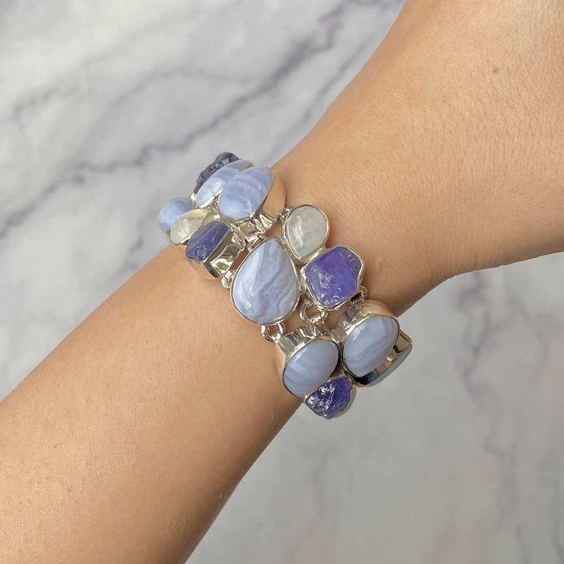 Blue Lace Agate Bracelet-(BLA-B-1)