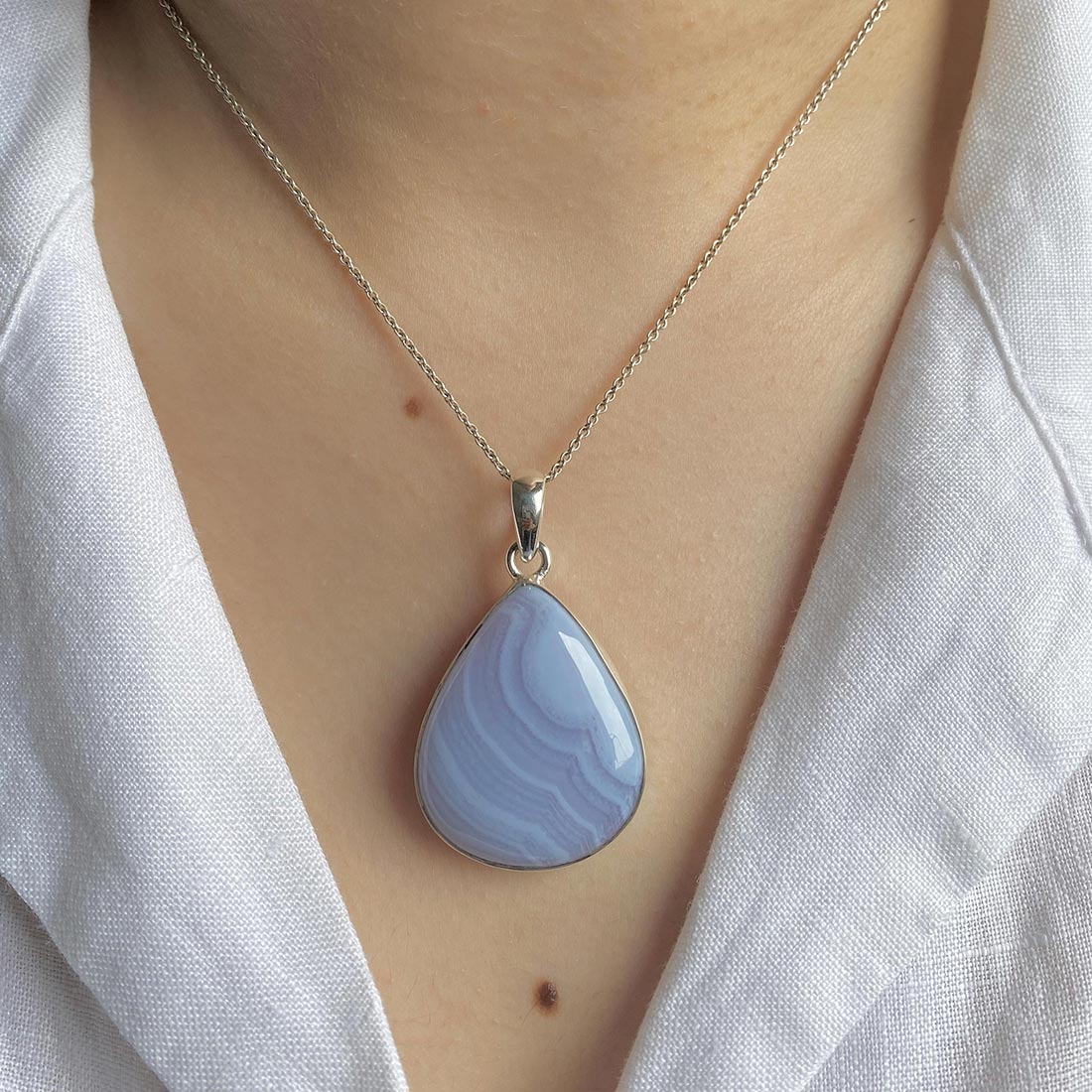 Blue Lace Agate Pendant-(BLA-P-1.)