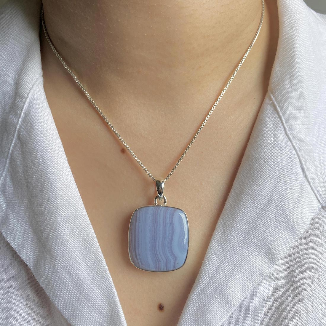 Blue Lace Agate Pendant-(BLA-P-10.)