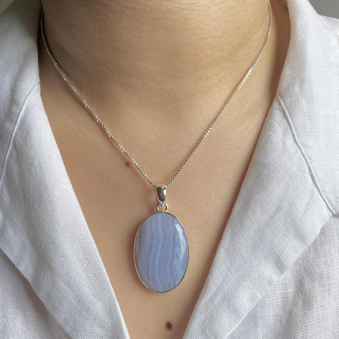 Blue Lace Agate Pendant-(BLA-P-11.)