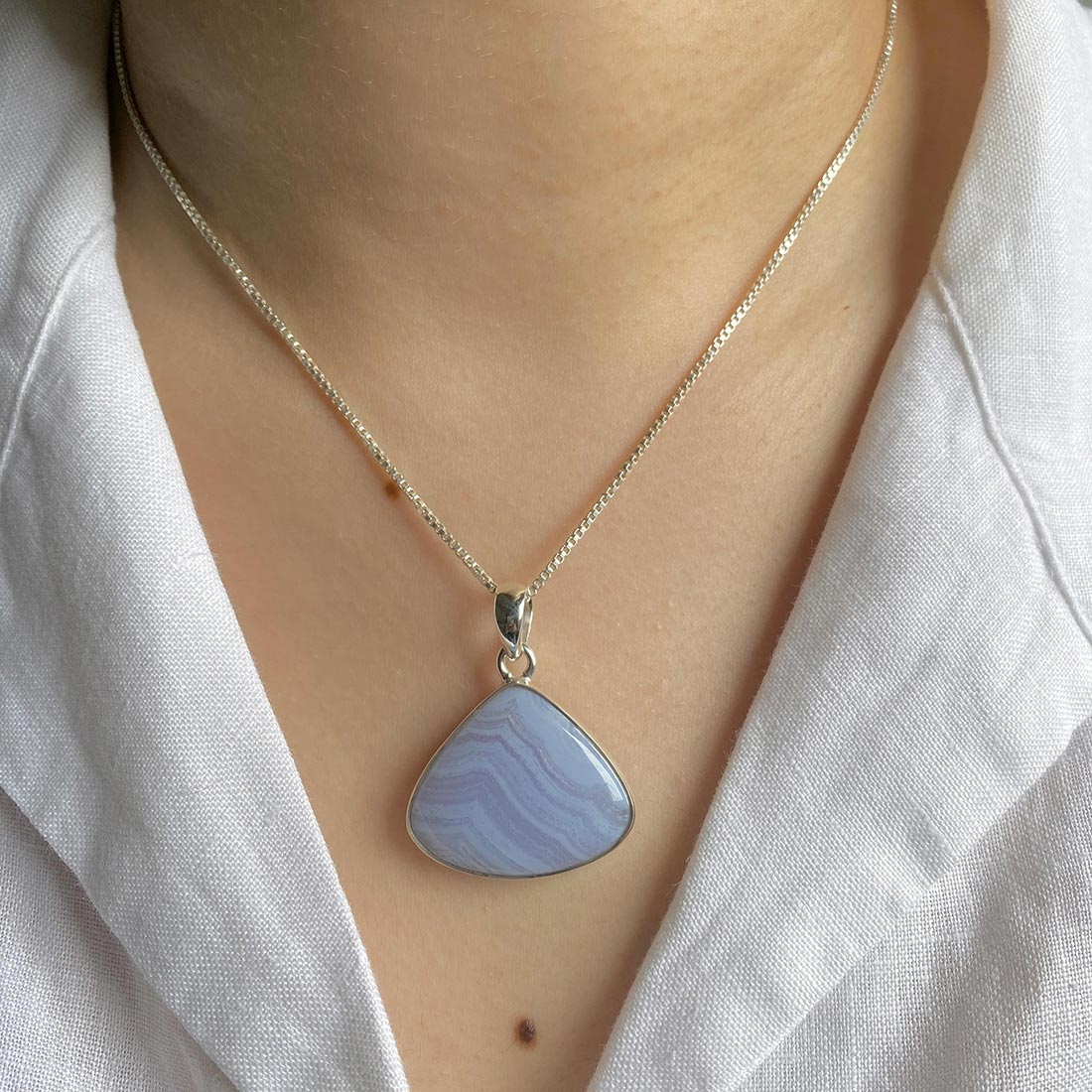 Blue Lace Agate Pendant-(BLA-P-12.)