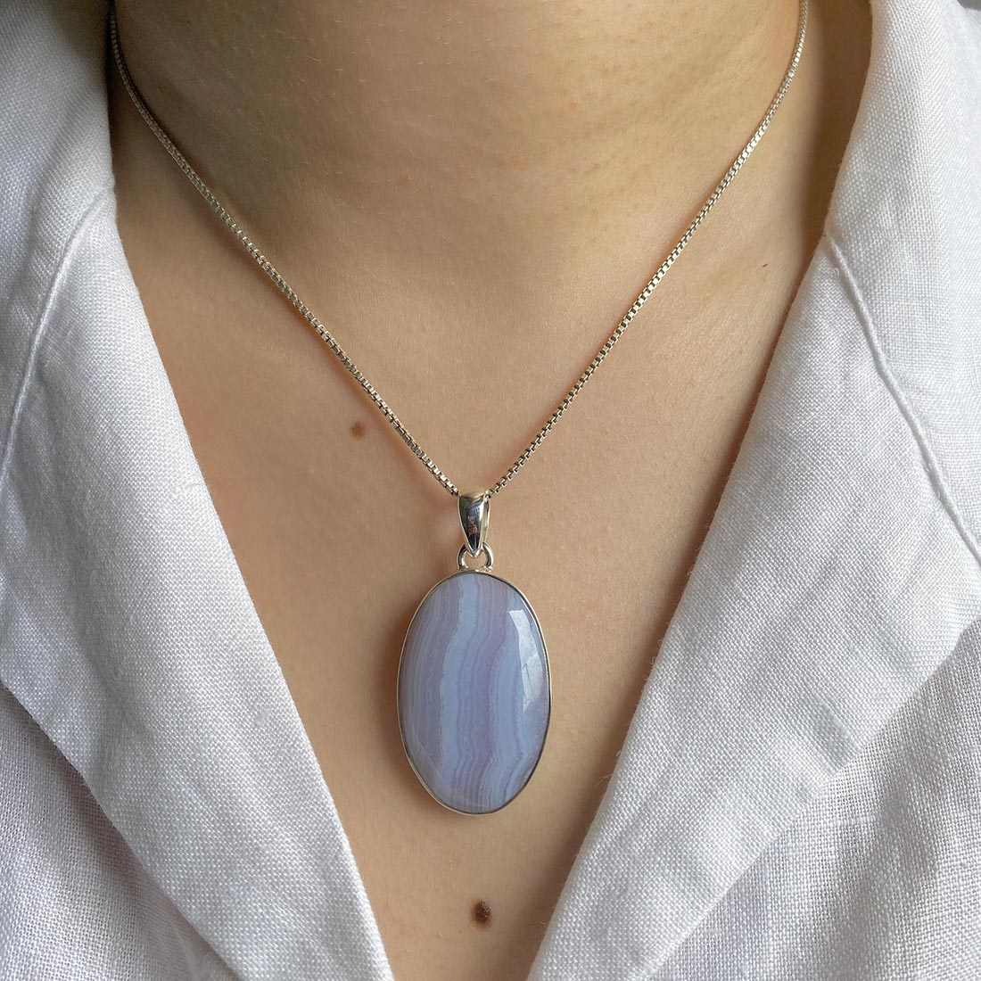 Blue Lace Agate Pendant-(BLA-P-13.)