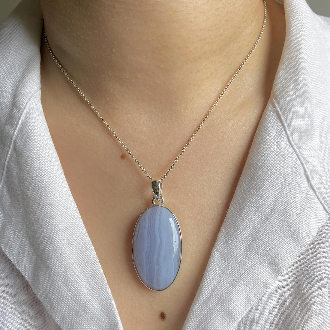 Blue Lace Agate Pendant-(BLA-P-14.)