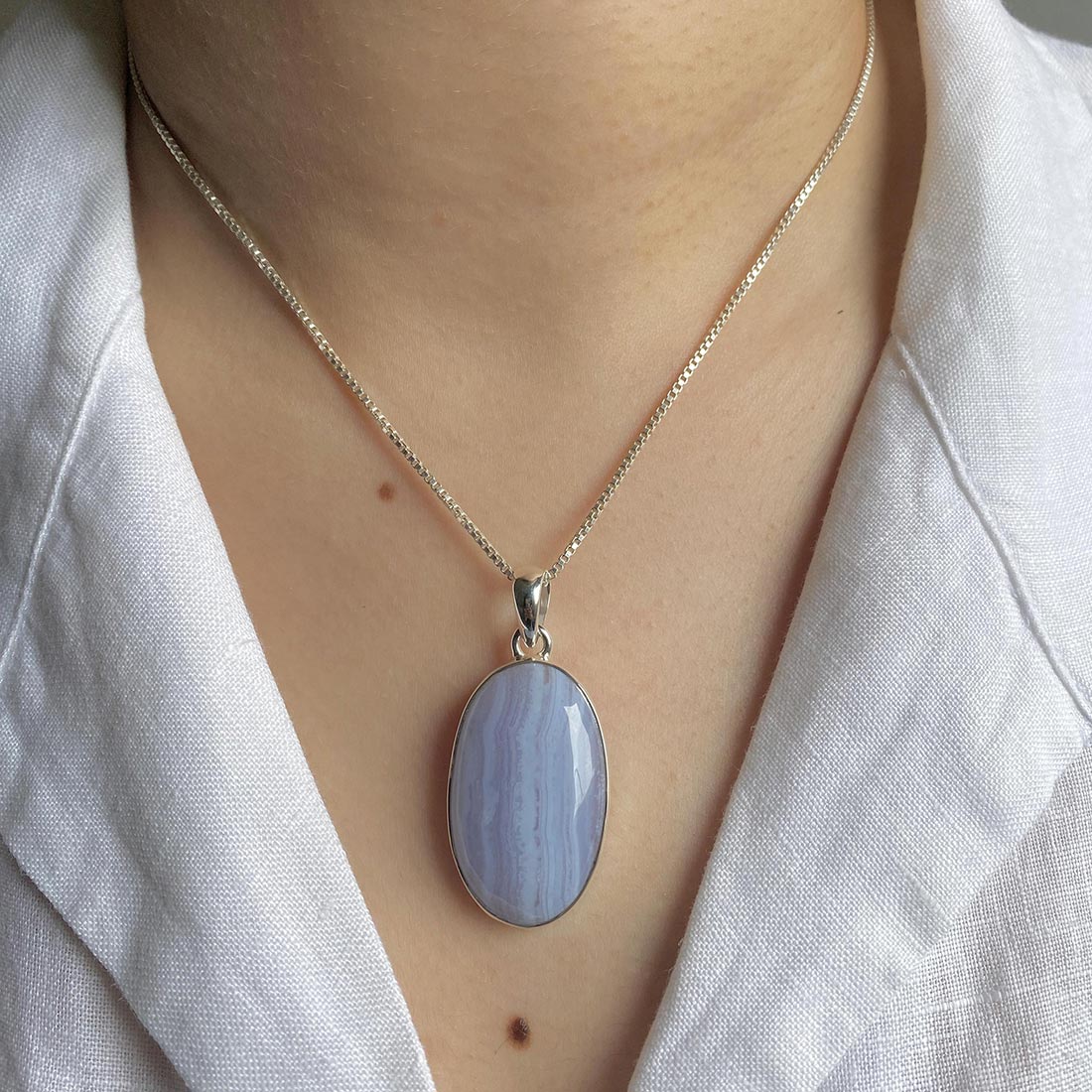 Blue Lace Agate Pendant-(BLA-P-15.)