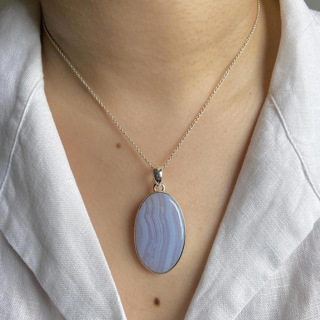 Blue Lace Agate Pendant-(BLA-P-16.)