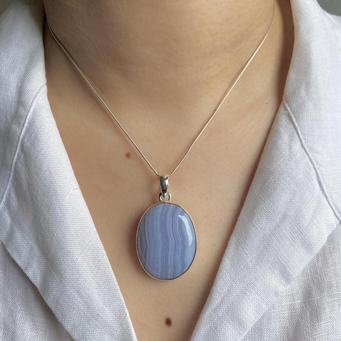 Blue Lace Agate Pendant-(BLA-P-17.)