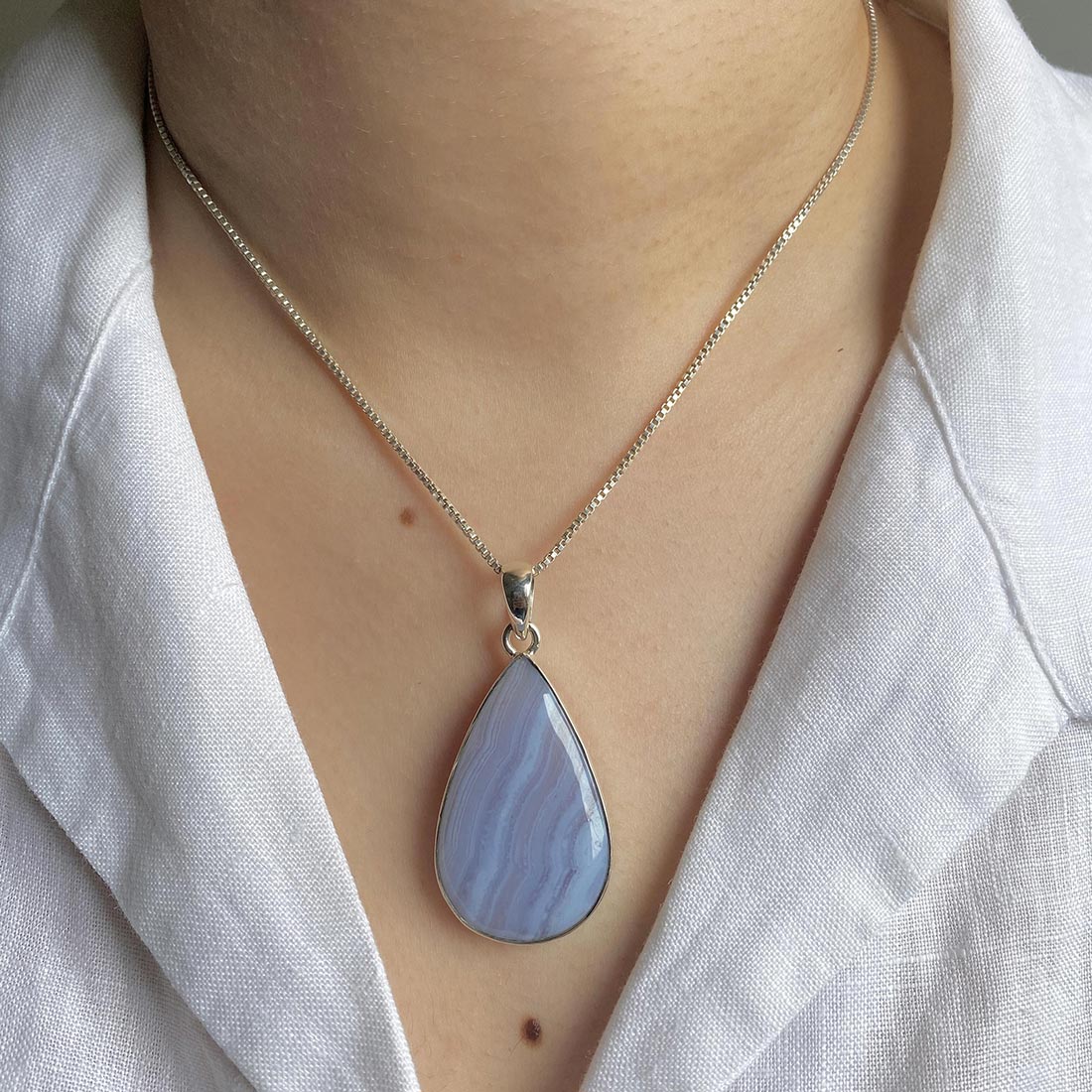 Blue Lace Agate Pendant-(BLA-P-18.)