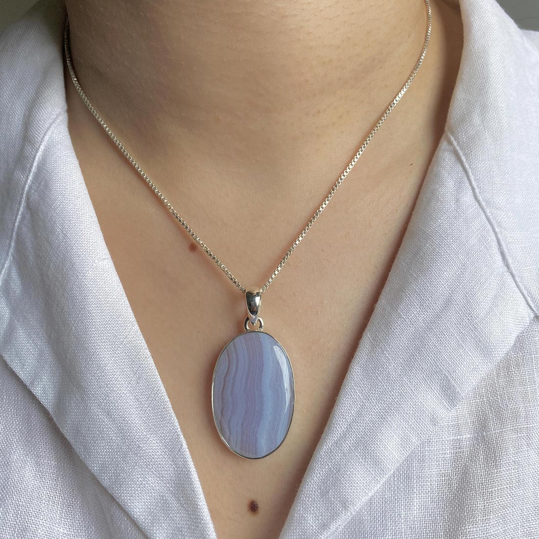 Blue Lace Agate Pendant-(BLA-P-19.)