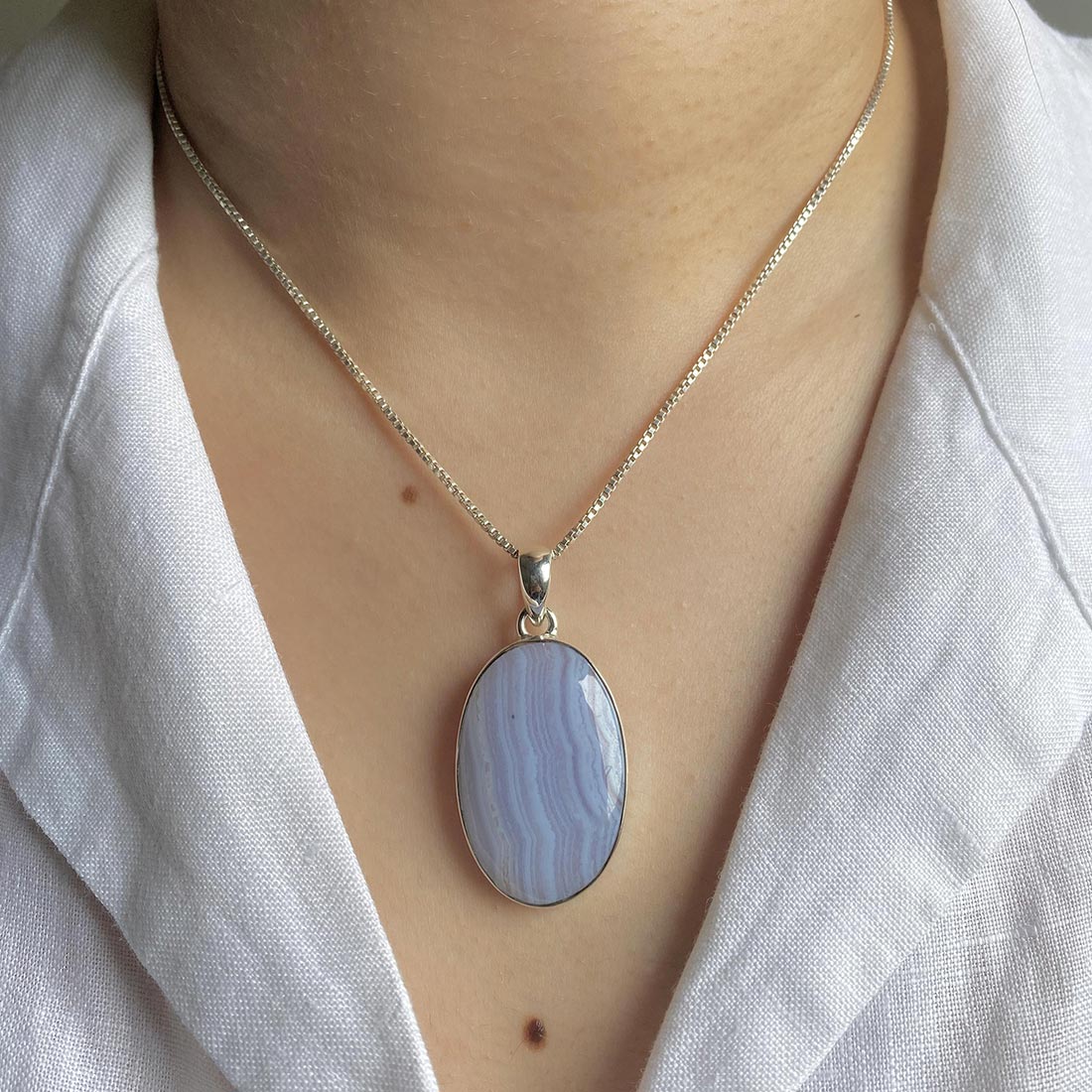 Blue Lace Agate Pendant-(BLA-P-2.)